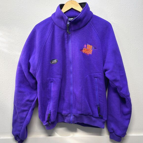 Vtg 90s CBS College Tour Purple Fleece Full Zip Jacket Mens Sz XL - Picture 1 of 7